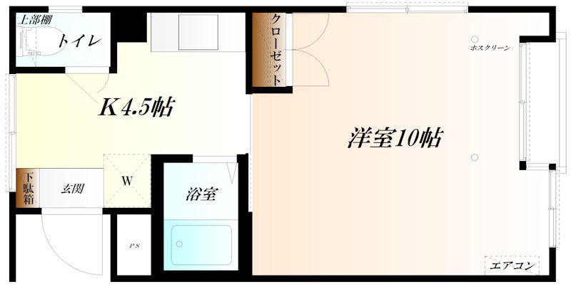 KAWATAハイツII WIFI対応(1K/3階)の間取り写真