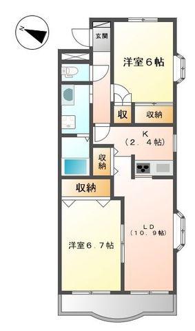 カーム・ルーラル(2LDK/3階)の間取り写真