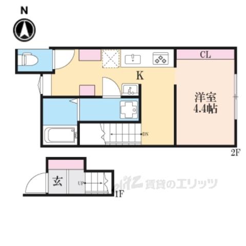 湖とそよ風のLUMINOUS(1K/2階)の間取り写真
