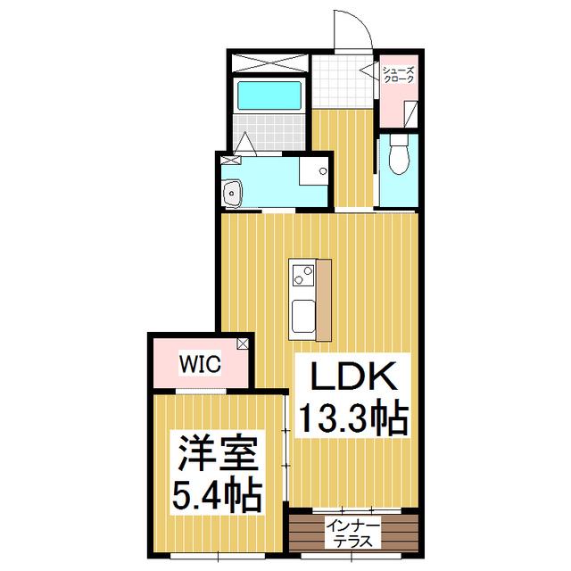 GREEN HILLS桔梗II(1LDK/1階)の間取り写真