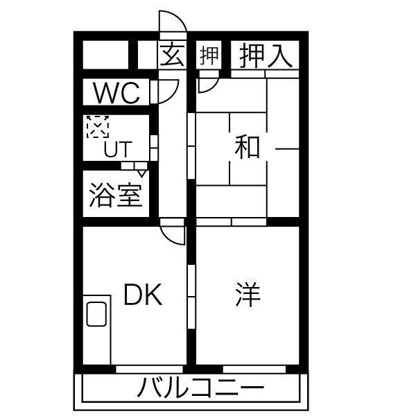 クラシティ御幸(2DK/3階)の間取り写真