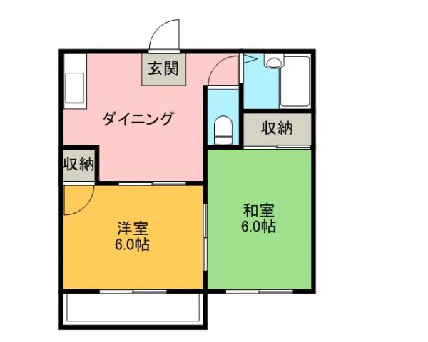 ドエル大野B(2DK/1階)の間取り写真