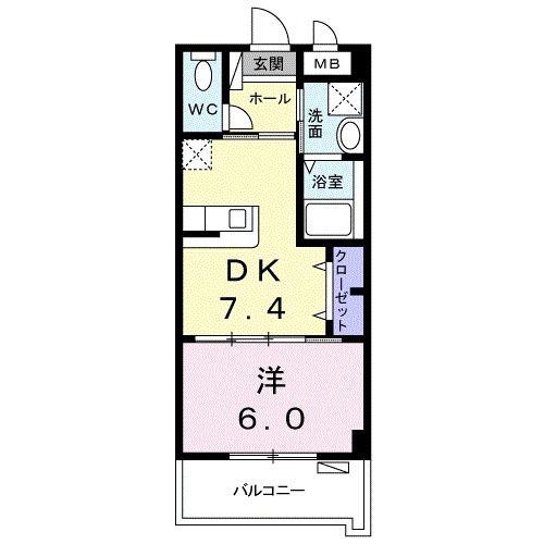 エクセルコート(1DK/4階)の間取り写真