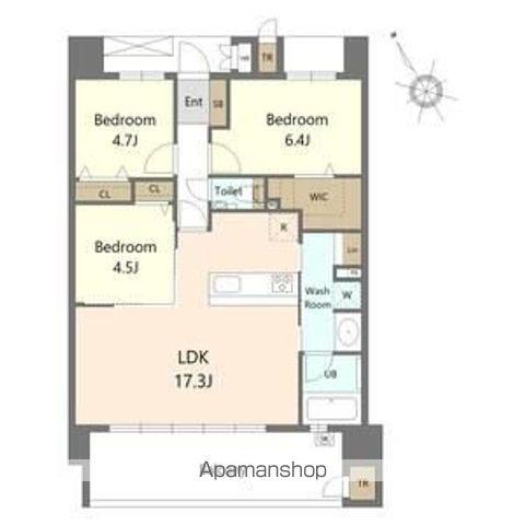 S-RESIDENCE愛宕サウス(3LDK/4階)の間取り写真