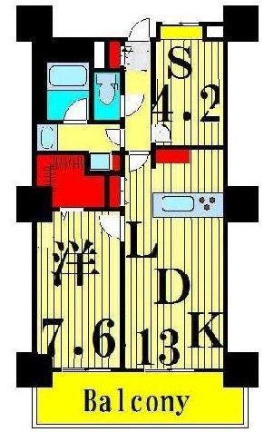 ロイヤルパークスタワー南千住(1SLDK/4階)の間取り写真