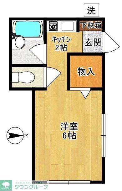 ヒルズ アゼリア ウエストII(1K/1階)の間取り写真