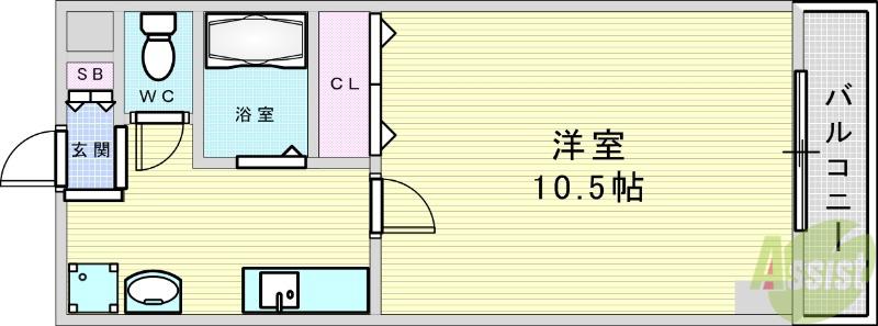 イーズ千里山(1K/2階)の間取り写真