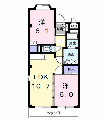 ナンポート(2LDK/2階)の間取り写真