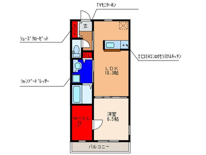 LA・BRISE(1LDK/3階)の間取り写真