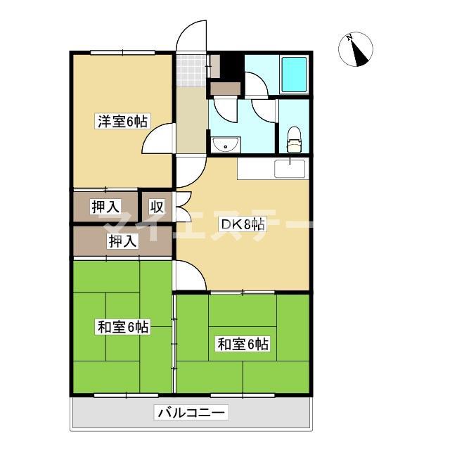 Mホワイトマンション(3DK/3階)の間取り写真