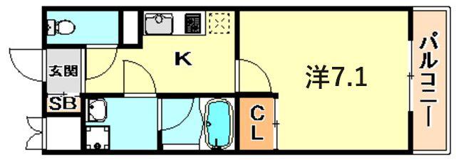 フェリーチェ住吉(1K/2階)の間取り写真
