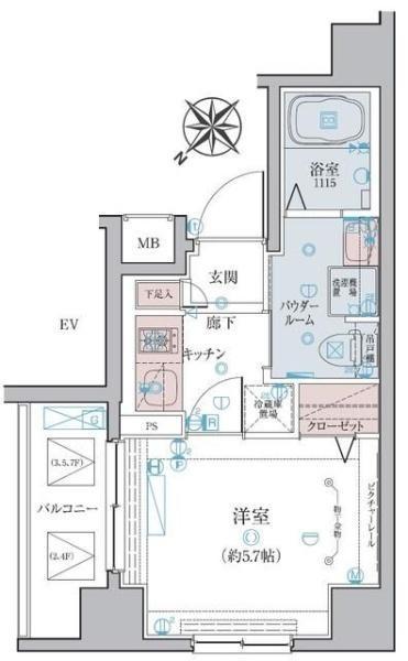 リヴシティ横濱蒔田ステーションアリーナ(1K/3階)の間取り写真