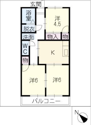 フォーラム石川(3DK/2階)の間取り写真