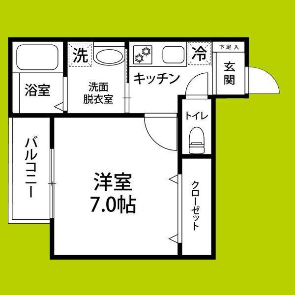 ソレイユII(1K/2階)の間取り写真