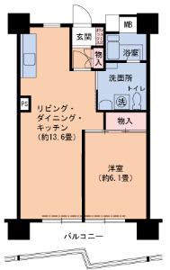 UR武庫川 6号棟(1LDK/12階)の間取り写真