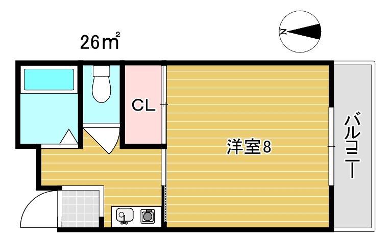 ビューラー山手(1K/1階)の間取り写真
