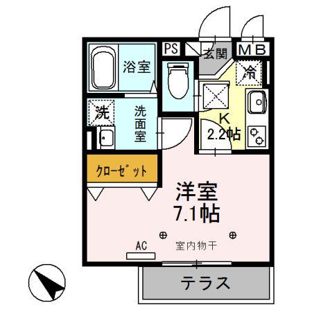 エスポアール(1K/1階)の間取り写真