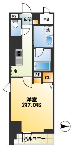 グランドレジデンス三鷹(1K/5階)の間取り写真
