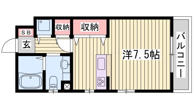 パークハイム参番館 A棟(ワンルーム/1階)の間取り写真