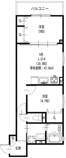 ラモーナ諸福III(2LDK/1階)の間取り写真