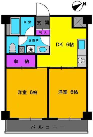 レジデンスBS(2DK/2階)の間取り写真