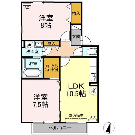 メゾンリヴェールB(2LDK/2階)の間取り写真