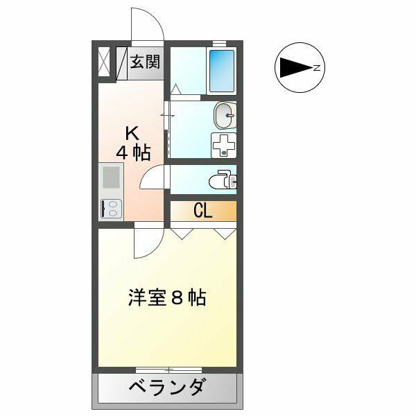 PRIME天王(1K/2階)の間取り写真