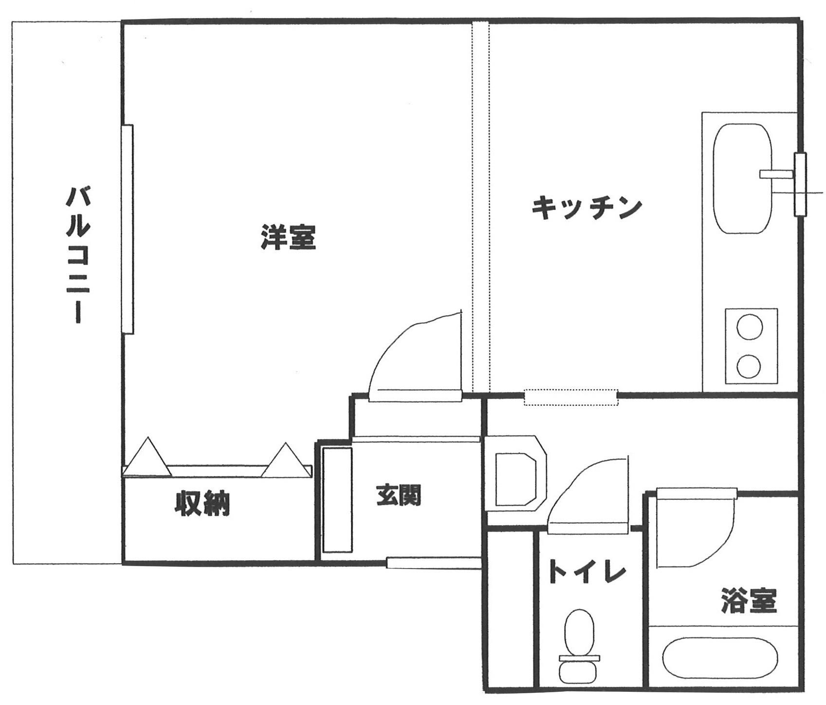 盛岡南マンションI(1DK/2階)の間取り写真