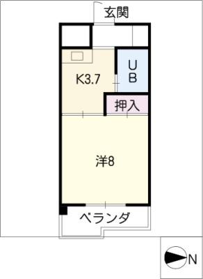 カサ松下(1DK/2階)の間取り写真