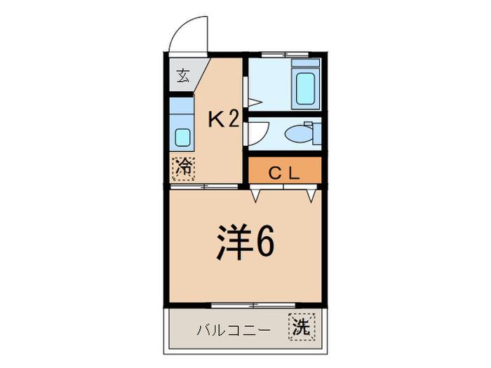ビレッジ原(1K/2階)の間取り写真