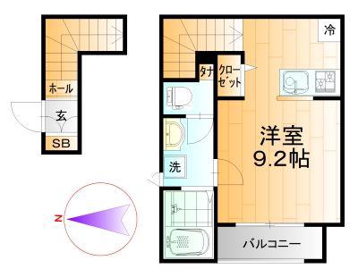 ルネサンス上り屋敷(ワンルーム/2階)の間取り写真