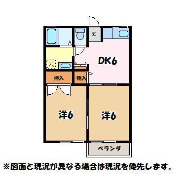 シェリール豊科(2DK/1階)の間取り写真