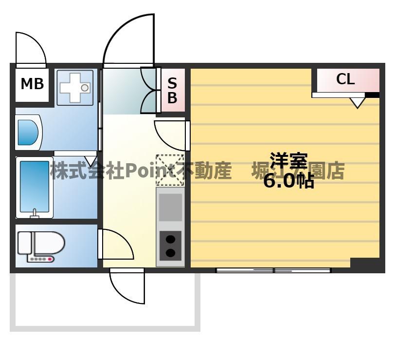N77UMEDA(1K/3階)の間取り写真