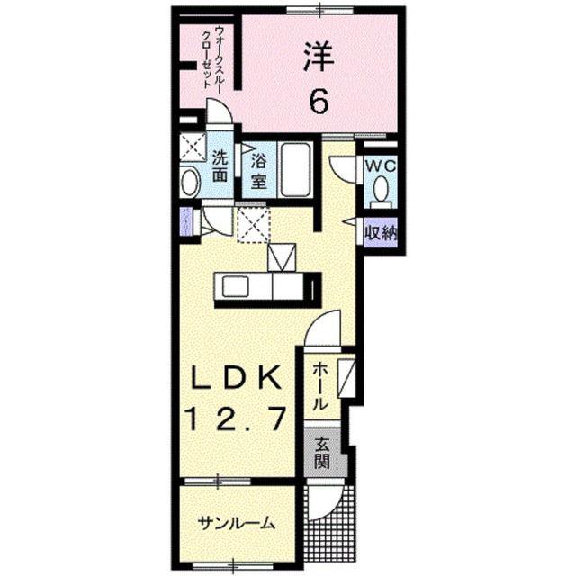 アルドーレB(1LDK/1階)の間取り写真