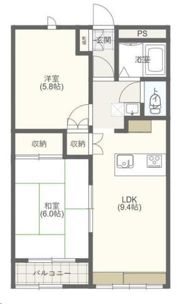ストーク21港町(2LDK/2階)の間取り写真