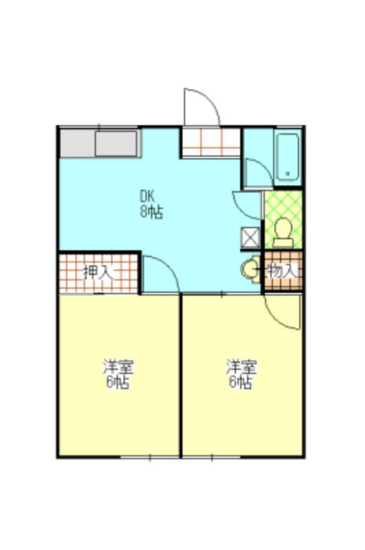 シティハイム聖和(2DK/1階)の間取り写真