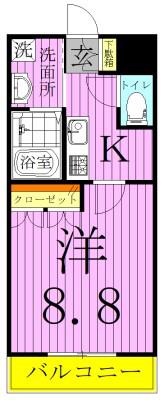 HYU-GA(1K/1階)の間取り写真