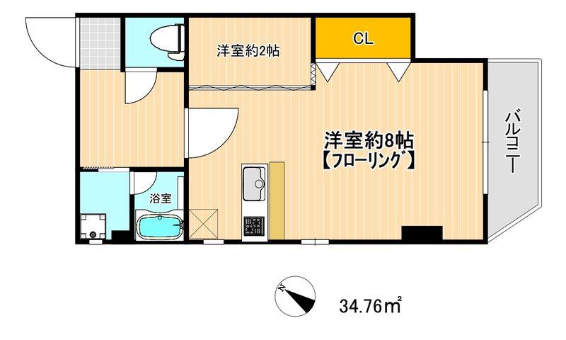 ジェンティーレ薬院I(1LDK/4階)の間取り写真