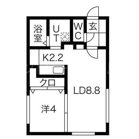 QUALIA東札幌(1LDK/4階)の間取り写真