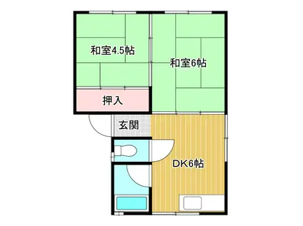 コーポ旭日ヶ丘(2DK/2階)の間取り写真