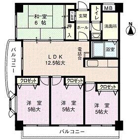 グランドパレス新大宮(4LDK/6階)の間取り写真