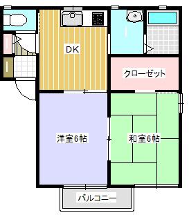 フォーレスト門野B(2DK/2階)の間取り写真