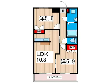 オパール・サン・セリテ(2LDK/2階)の間取り写真