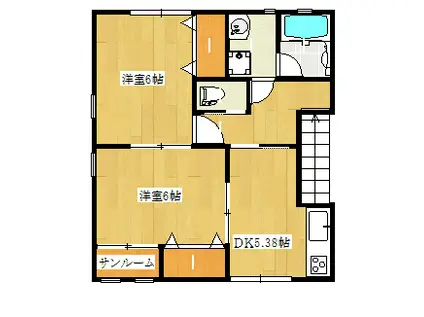 SERENOIII(2DK/2階)の間取り写真