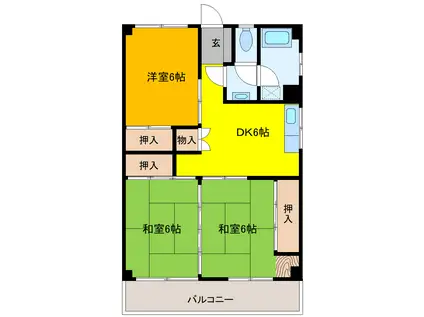 花菊ビル(3DK/4階)の間取り写真