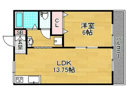 良野マンション(1LDK/1階)の間取り写真