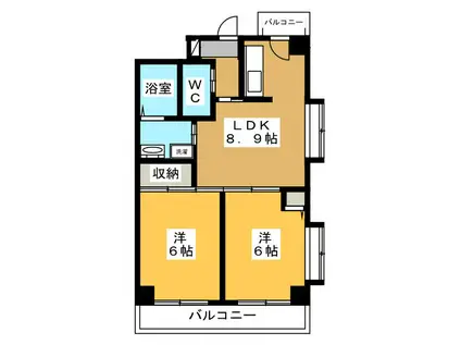 アサヒハイツ東葛西II(2DK/3階)の間取り写真