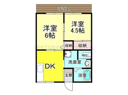 ハイツコトブキ(2DK/1階)の間取り写真