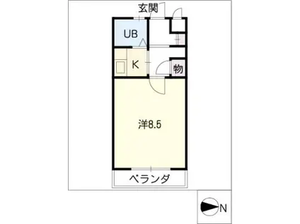 タウンコート岩塚(1K/3階)の間取り写真