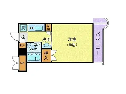 ウインベルソロ狛江(1K/2階)の間取り写真
